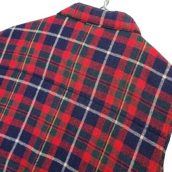 Men's Arrow Red Plaid Blue Reversible Wool Vest L - Picture 6 of 13